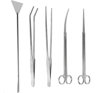 syga - SYGA 5 in 1 Aquarium Tank Tool Kits Stainless Steel Aquatic Plant Tweezers Scissors Spatula Tool Set Fish Tank Cleaner Accessories Aquascaping Tools Set