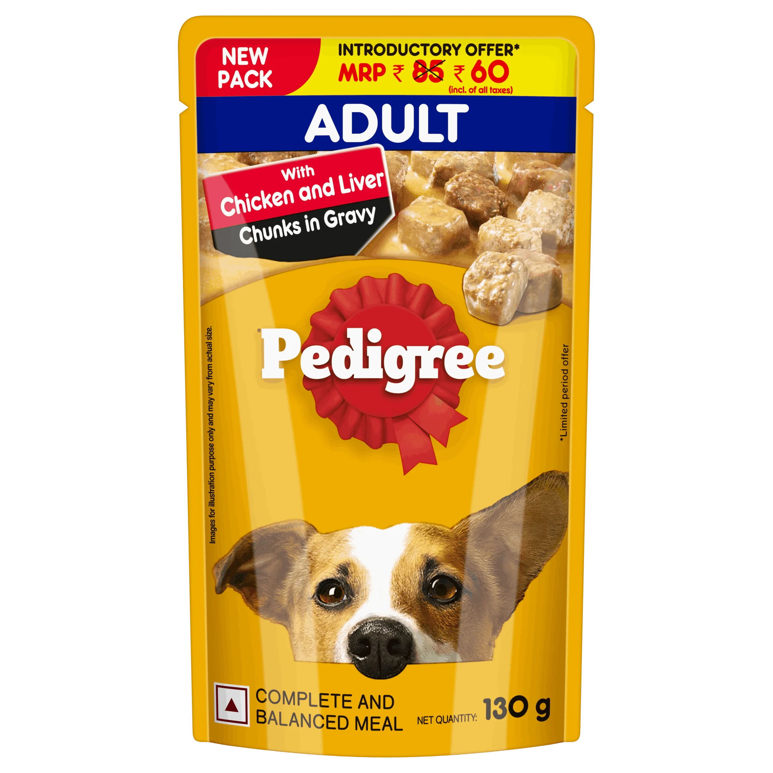 Pedigree - Chicken & Liver Chunks in Gravy for Adult Dogs 130 gm