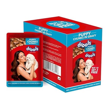 drools - Puppy Wet Dog Food, Real Chicken and Chicken Liver Chunks