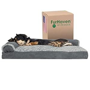furhaven - Lounge Pillow Sofa-Style Pet Bed Stone Gray, Medium