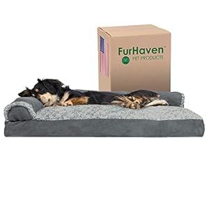 Furhaven - Lounge Pillow Sofa-Style Pet Bed Stone Gray, Medium