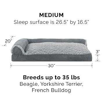Furhaven - Lounge Pillow Sofa-Style Pet Bed Stone Gray, Medium