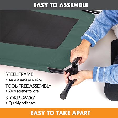 K&h Petproducts - Cooling Elevated Dog Bed Outdoor Raised Dog Bed with Washable Breathable Mesh, Dog Cot Bed No-Slip Rubber Feet, Portable Dog Cot Indoor Outdoor Dog Bed, Medium