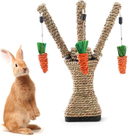 hamiledyi - Natural Handwoven Pet Rabbit Chew Toy Tree with Carrot