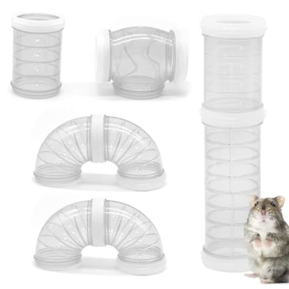 neoStyle - NeoStyle 8 PCS Hamster Tube Set, Transparent Curved Pipe Pet Cage Tunnel