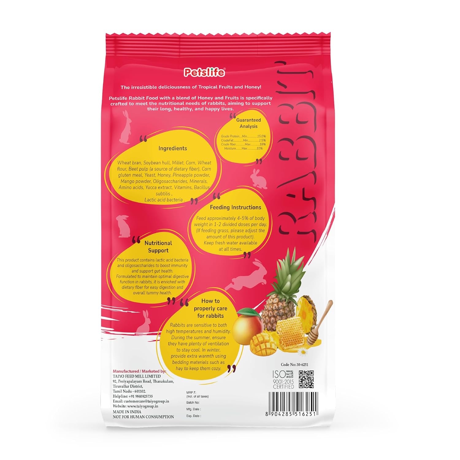 Petslife - petslife Premium Rabbit Food High Protien Added with Fiber & Essential Nutrients Pellet Food