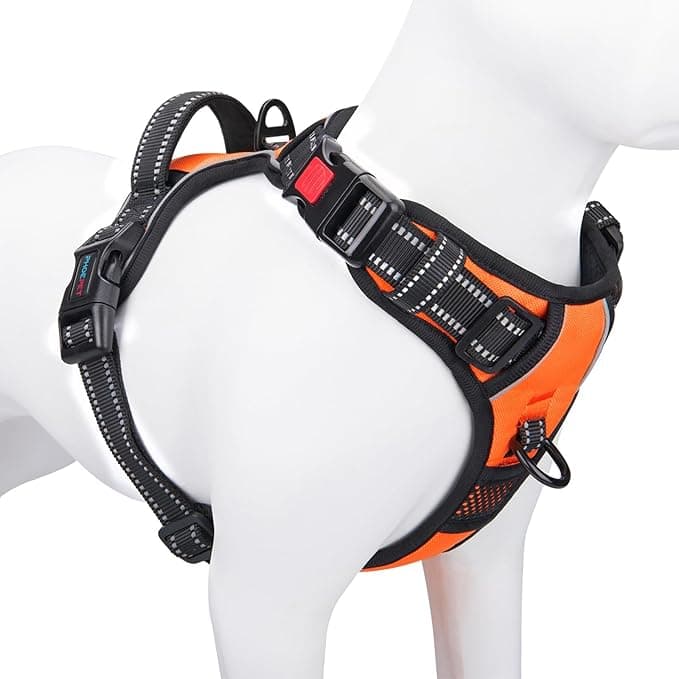pawgy Pets - PHOEPET No Pull Dog Harness Medium Reflective Front Clip Vest with Handle, Adjustable 2 Metal Rings 2 Buckles