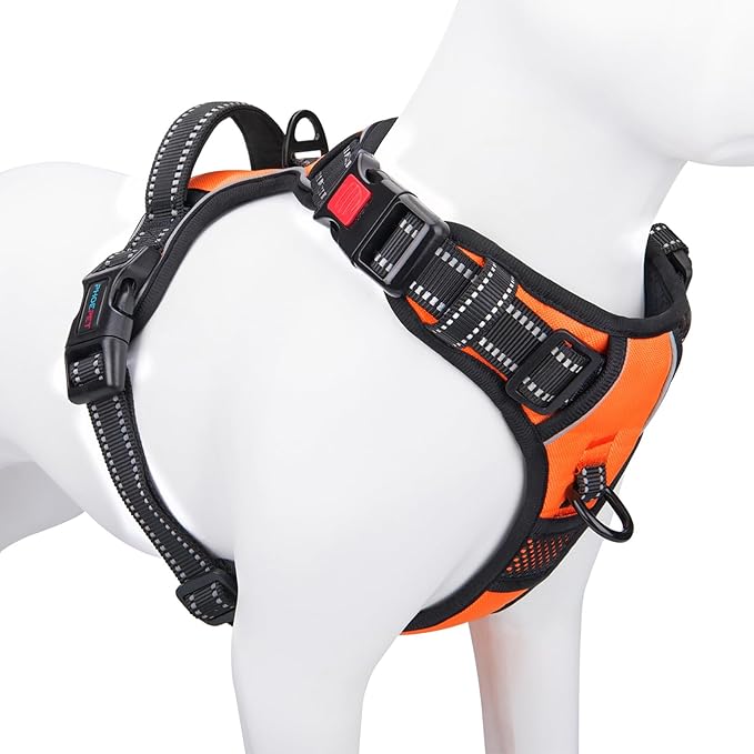 Pawgy Pets - PHOEPET No Pull Dog Harness Medium Reflective Front Clip Vest with Handle, Adjustable 2 Metal Rings 2 Buckles