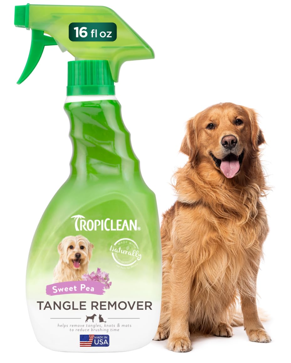 Tropiclean - TropiClean Dog Detangler Spray Dematting, Leave in Conditioner, Perfect for Doodles & All Coat Types, Sweet Refreshing Scent, Made in the USA, 16 oz.