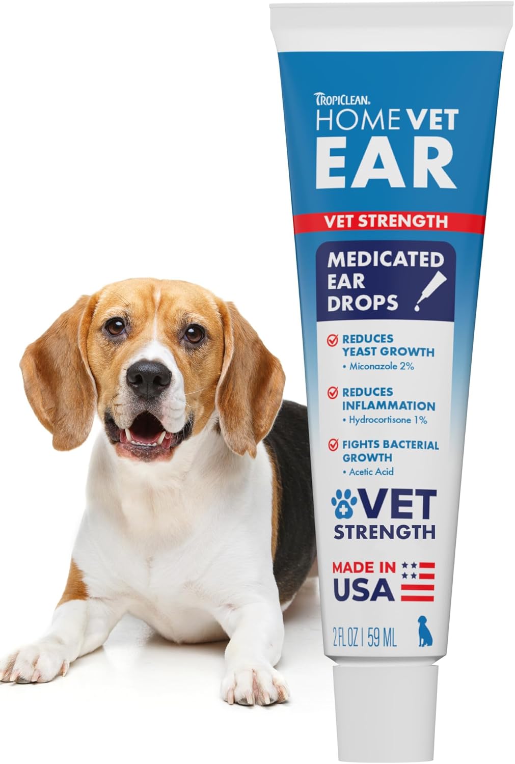 Tropiclean - TropiClean HomeVet Max Strenth Dog Ear Drops, Soothe Irritation & Reduce Odor, 2 fl oz