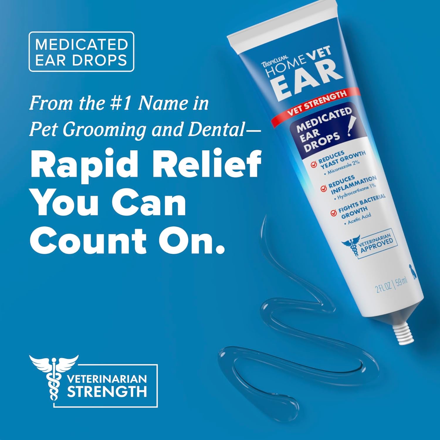 Tropiclean - TropiClean HomeVet Max Strenth Dog Ear Drops, Soothe Irritation & Reduce Odor, 2 fl oz