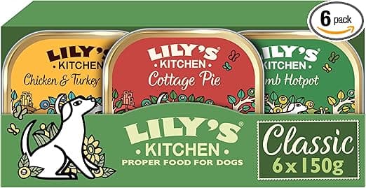 Lily's Kitchen - Lily's Kitchen Natural Adult Dog Food Wet Trays - Classic Dinners Multipack - Chicken, Lamb & Beef - Complete Meal Recipes (6 Trays x 150g)