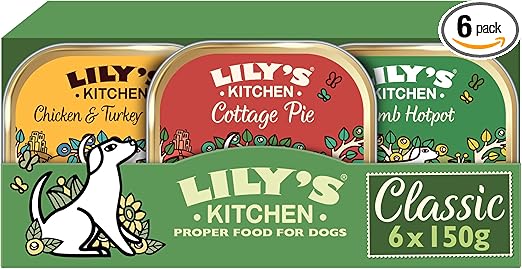 Lily's Kitchen - Lily's Kitchen Natural Adult Dog Food Wet Trays - Classic Dinners Multipack - Chicken, Lamb & Beef - Complete Meal Recipes (6 Trays x 150g)