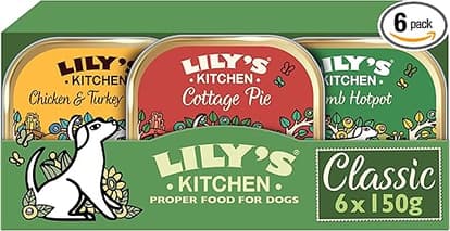 Lily's Kitchen - Lily's Kitchen Natural Adult Dog Food Wet Trays - Classic Dinners Multipack - Chicken, Lamb & Beef - Complete Meal Recipes (6 Trays x 150g)