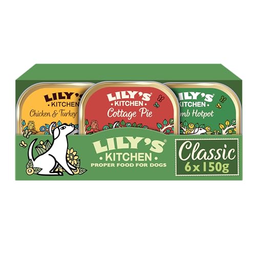Lily's Kitchen - Lily's Kitchen Natural Adult Dog Food Wet Trays - Classic Dinners Multipack - Chicken, Lamb & Beef - Complete Meal Recipes (6 Trays x 150g)